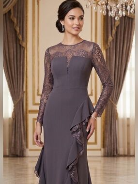 Elegant Lace Sleeve Evening Dress